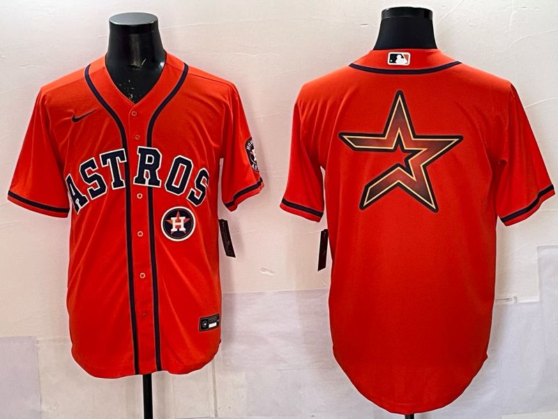 Men 2025 Houston Astros Blank Orange Nike MLB Jersey style 069
